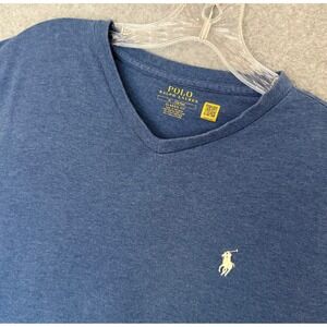 Polo Ralph Lauren T-Shirt Mens Medium Blue Classic Fit V-Neck Short Sleeve Pony